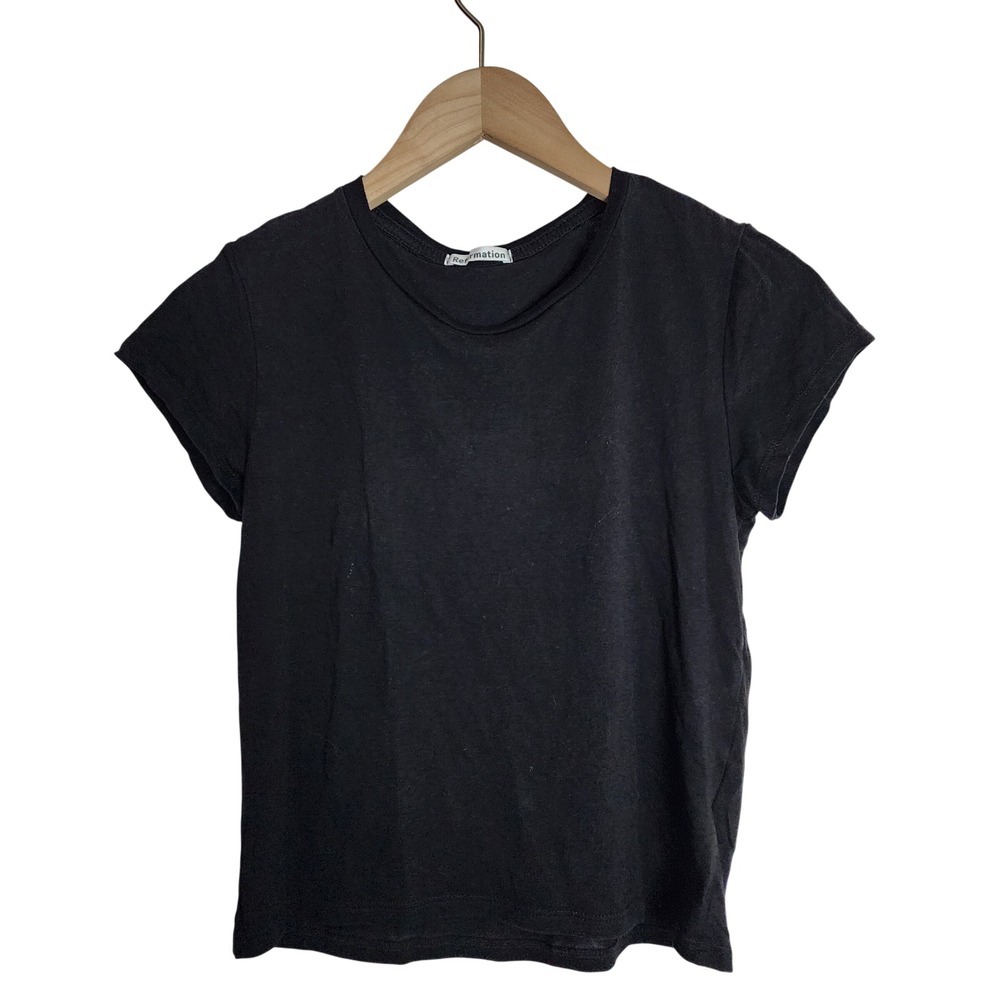 Reformation T-Shirt Women S Black 100% Tencel Lyocell Short Sleeve Crew Neck Tee
